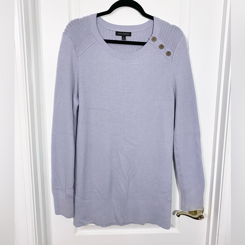 Banana Republic Merino Wool Blend Textured Ribbed Knit Tunic Sweater Blue Sz XL